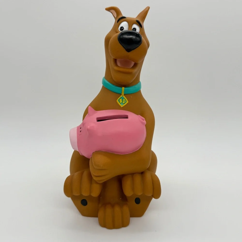 Vintage 1998 Hanna - Barbera Scooby-Doo Dog Figurine with Pink Piggy Bank - Picture 1 of 8